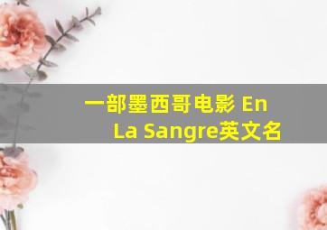 一部墨西哥电影 En La Sangre英文名